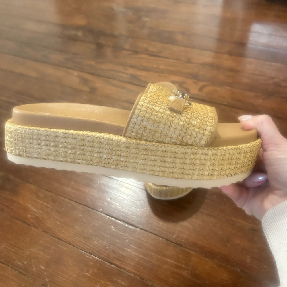 Women's Tan Platform Slide Sandals
